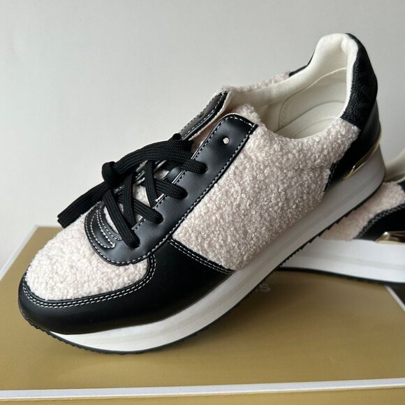 NIB Michael Kors Monique Trainer Faux Shearling  Lace Up  Sneakers  Size 8 RARE - Picture 1 of 6